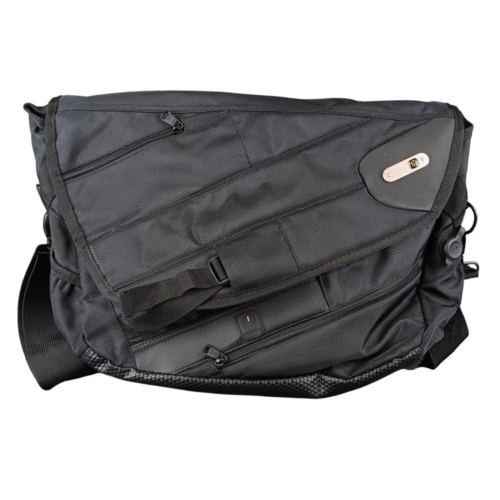 FUL Powerbag‎ Charging Messenger Bag Black Silver Tech Travel Work
